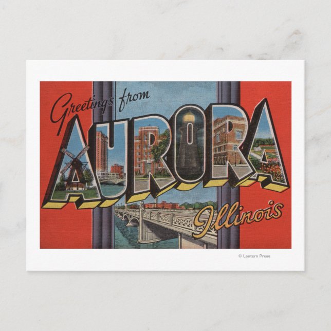 Aurora, Illinois - Large Letter Scenes Postcard (Front)