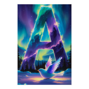 Aurora Letter A Poster Northern Lights Art Print