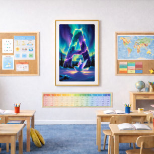 Aurora Letter A Poster   Northern Lights Art Print