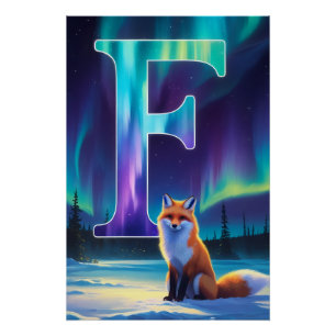 Aurora Letter F Poster Northern Lights Art Print