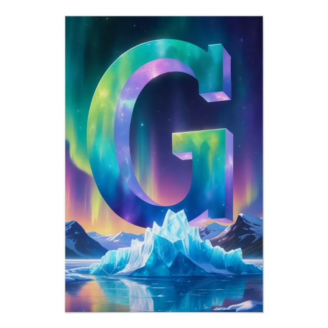 Aurora Letter G Poster | Northern Lights Art Print (Front)