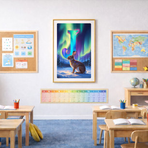 Aurora Letter J Poster   Northern Lights Art Print