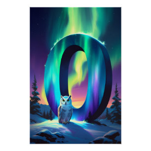 Aurora Letter O Poster Northern Lights Art