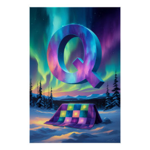Aurora Letter Q Poster Northern Lights Art