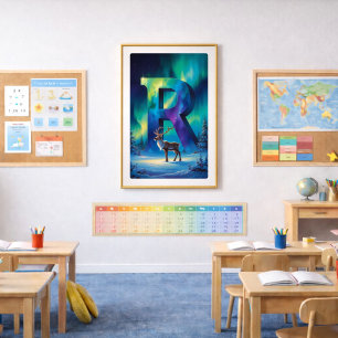 Aurora Letter R Poster   Northern Lights Art