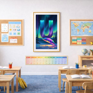 Aurora Letter U Poster   Northern Lights Art