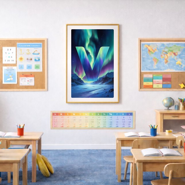 Aurora Letter V Poster | Northern Lights Art (Creator Uploaded)