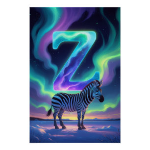 Aurora Letter Z Poster Northern Lights Art