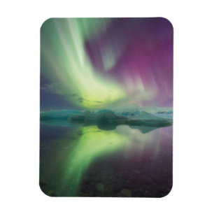 Aurora Lights in Lagoon Jokulsarlon, Iceland Magnet