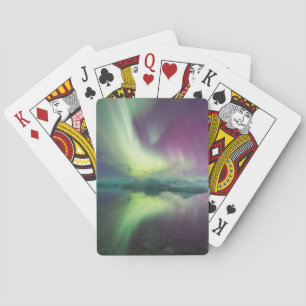Aurora Lights in Lagoon Jokulsarlon, Iceland Playing Cards