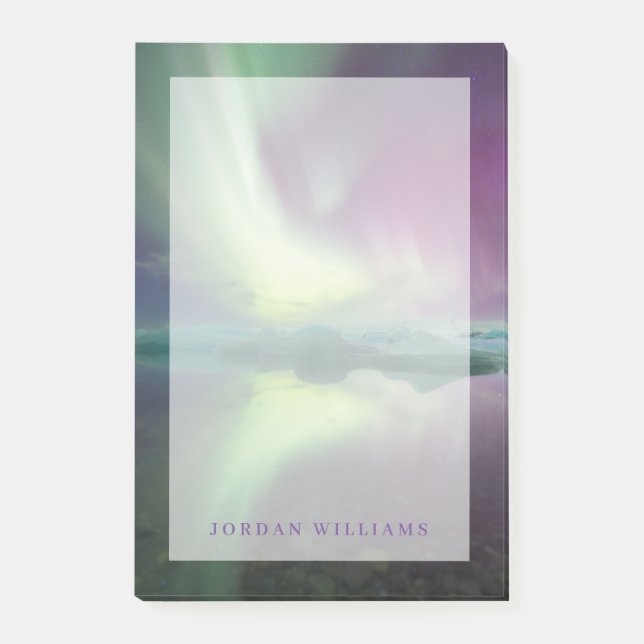 Aurora Lights in Lagoon | Jokulsarlon, Iceland Post-it Notes (Front)