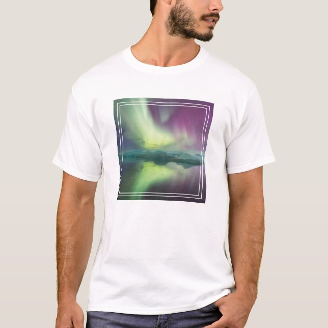 Aurora Lights in Lagoon | Jokulsarlon, Iceland T-Shirt (Front)