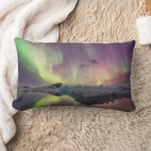 Aurora Lights Reflect in Lagoon Lumbar Cushion