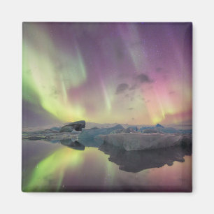 Aurora Lights Reflect in Lagoon Magnet
