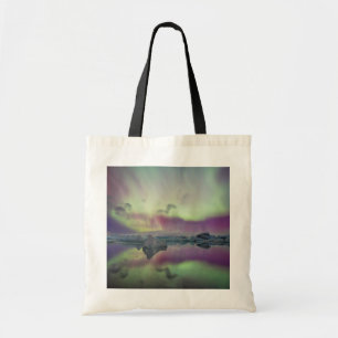 Aurora Lights Reflect Lagoon Iceland Tote Bag