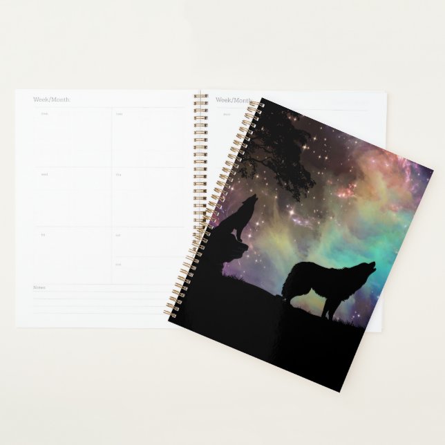 Aurora Lights With Wolves Planner (Display)