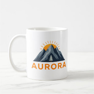 Aurora Mountain Sunrise Logo – Outdoor Adventure Coffee Mug