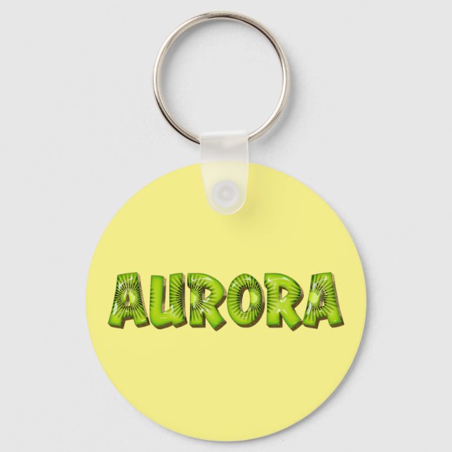Aurora Name Kiwi Design Keychain (Front)