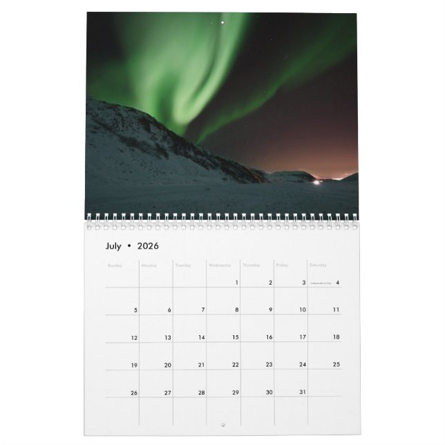 Aurora Northern Lights Scandinavian Polar Sky Calendar (Jul 2026)