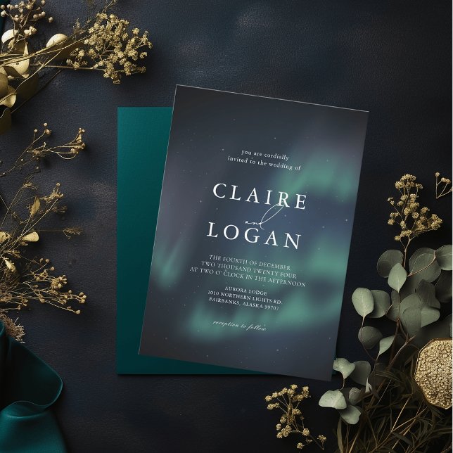 Aurora Northern Lights Winter Wedding Invitation (Creator Uploaded)