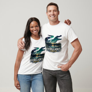 Aurora Over Everglades with Alligator Silhouette T-Shirt