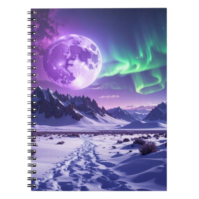 Aurora Peaks – Fantasy Dragon Night Sky Desk Mat Notebook (Front)