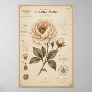 Aurora Peony Victorian Botanical Museum Print