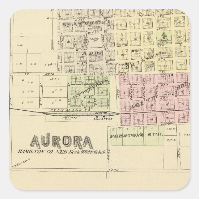 Aurora, Phillips, an Hampton, Nebraska Square Sticker (Front)