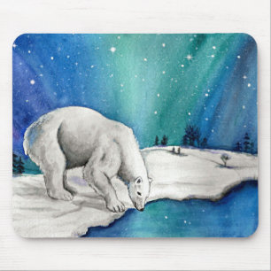 Aurora Polar Bear Mouse Pad