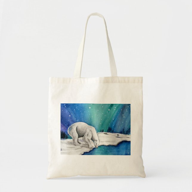 Aurora Polar Bear Tote Bag (Front)