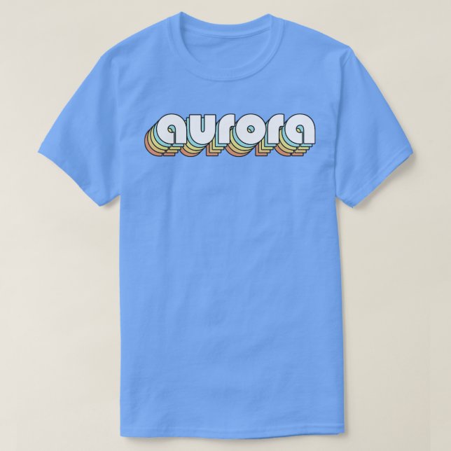 Aurora Retro Rainbow Typography Faded Style T-Shirt (Design Front)