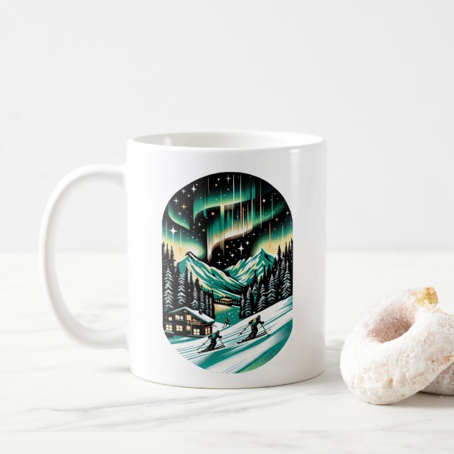 Aurora Ski Adventure Coffee Mug (With Donut)