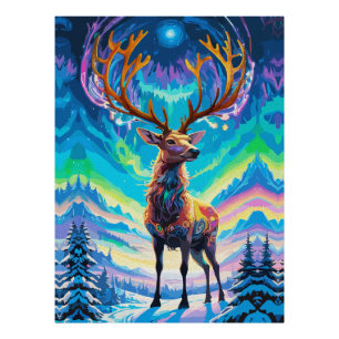 Aurora Stag: Magic in the Night Photo Print