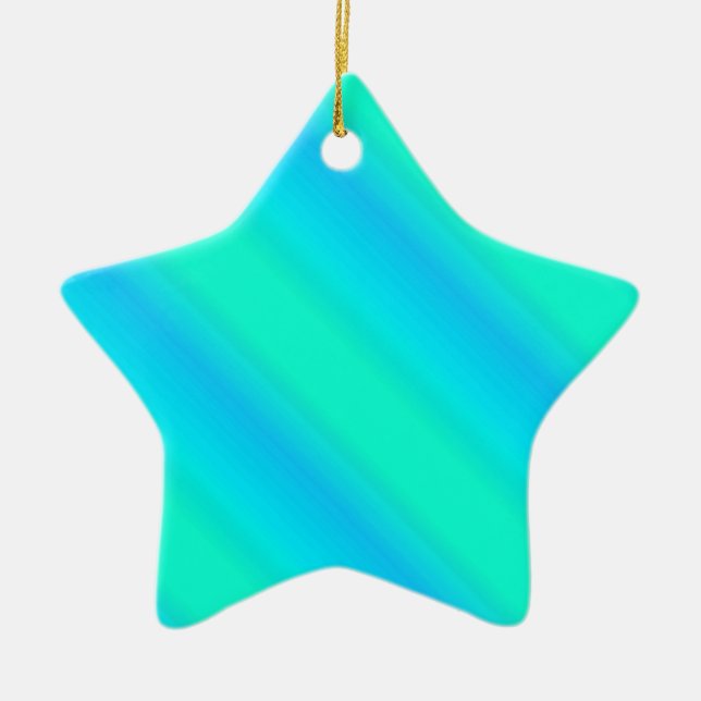 Aurora stripes - blue, aqua, turquoise ceramic tree decoration (Front)