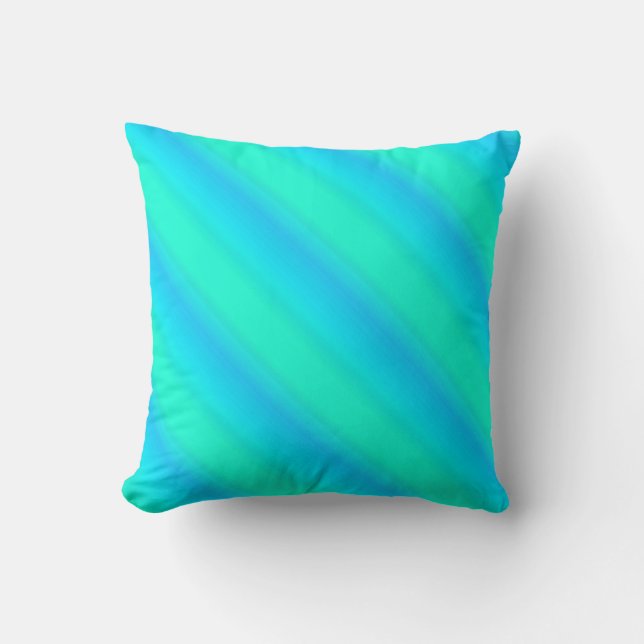 Aurora stripes - blue, aqua, turquoise cushion (Front)
