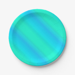 Aurora stripes - blue, aqua, turquoise paper plate