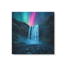 Aurora Waterfall Canvas – Mystical Nature Print