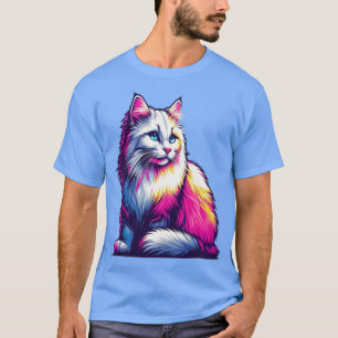 Aurora Whiskers a Cat with Northern Lights colours T-Shirt