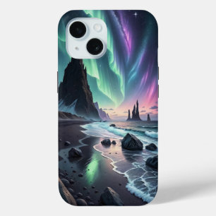Aurora's Dance: Symphony of the Northern Shore iPhone 15 Case