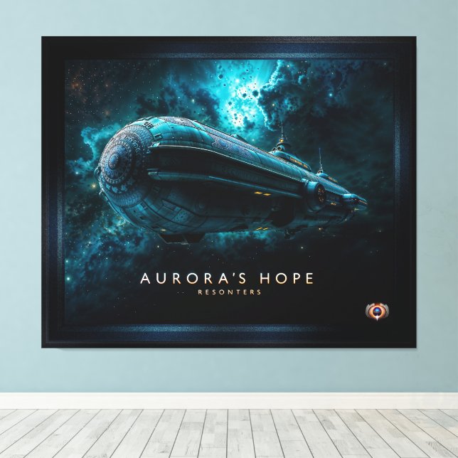 Aurora's Hope, Cosmic Journey by Xzendor7 Canvas Print (Insitu(Wood Floor))