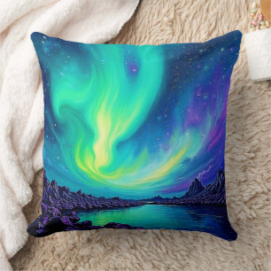Aurora's Magical Night Sky Dance Design Cushion