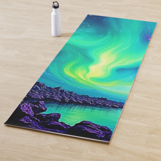 Aurora's Magical Night Sky Dance Design Yoga Mat (In Situ)