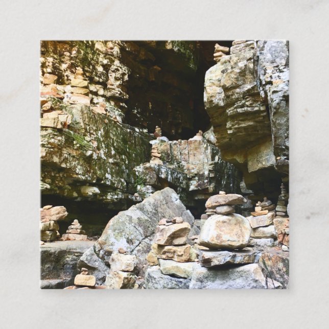 ausable chasm rock cairns square business card (Front)