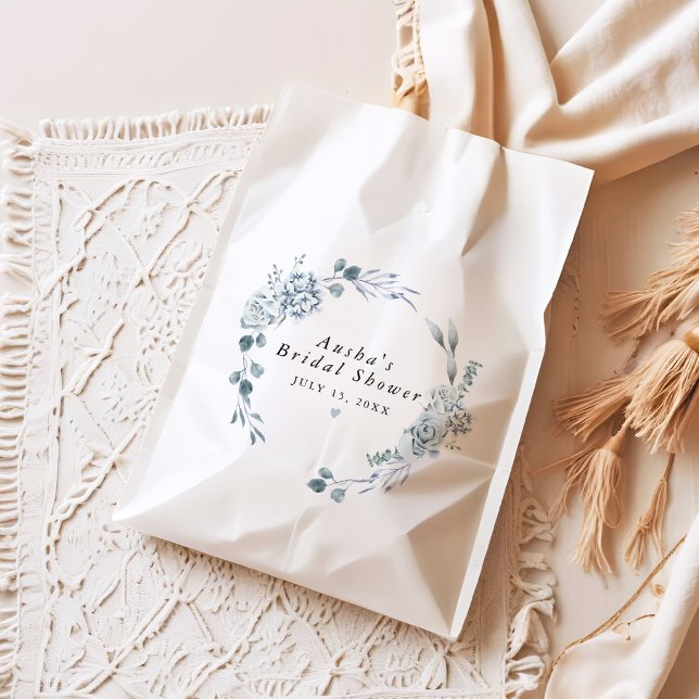 AUSHA Dusty Blue Floral Boy Baby Shower Favour Bags (Creator Uploaded)