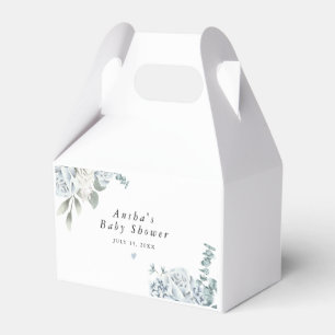 AUSHA Dusty Blue Floral Boy Baby Shower Favour Box