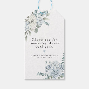AUSHA Dusty Blue Floral Bridal Shower Favour Gift Tags