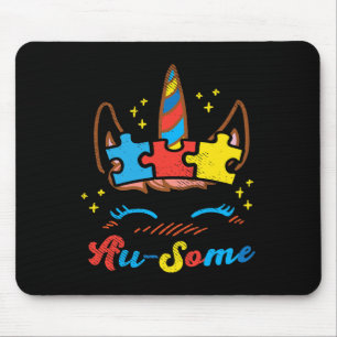 Ausome Unicorn Face Puzzle Autism Awareness Asl Gi Mouse Pad
