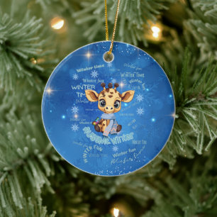Ausome Winter – One of a Kind Snowflake Giraffe Ceramic Tree Decoration