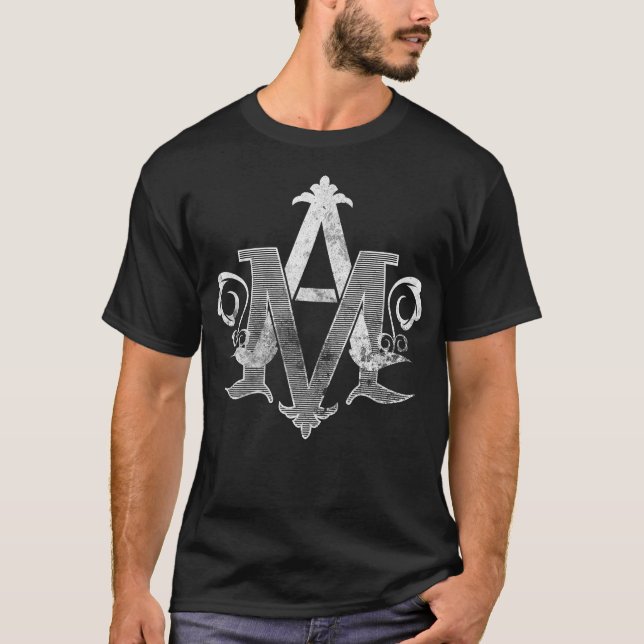 Auspice Maria Mary Monogram T-Shirt (Front)