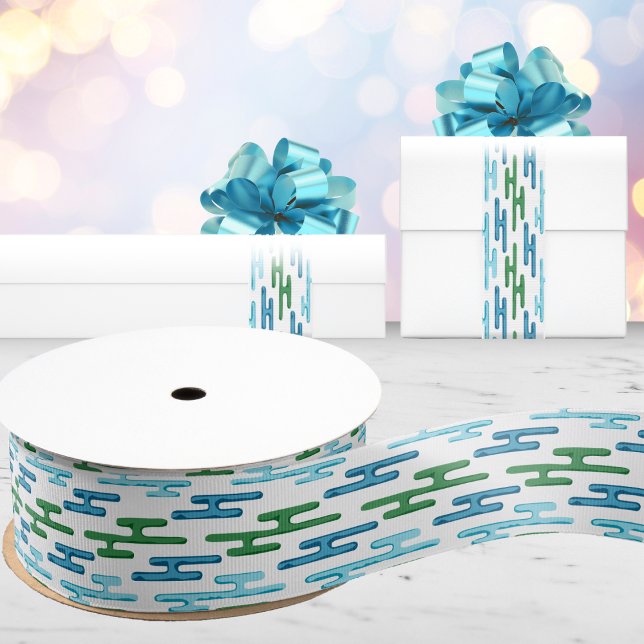 Auspicious Cloud Bands in Green and Aqua Grosgrain Ribbon (Creator Uploaded)